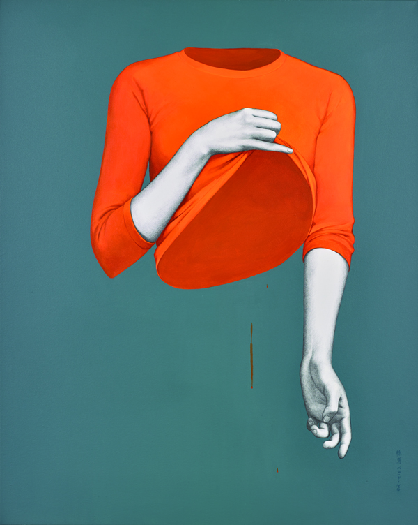Confession, 2015, Acryl und Bleistift auf Leinwand, 100 x 80 cm